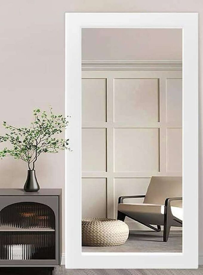 Oversized Classic White 32 in. W x 71 in. H Rectangular Wood Frame Bathroom Vanity Floor Mirror / Full Length Mirror