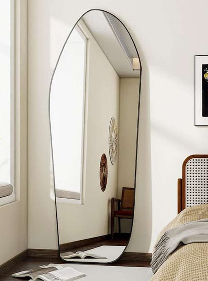 Black 24 in. W x 67 in. H Irregular Modern Aluminum Alloy Framed Full Length Mirror Floor Mirror